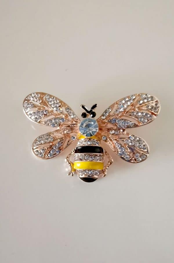 Bee Brooch with Jewelled Body and Wings - Gift Boxed