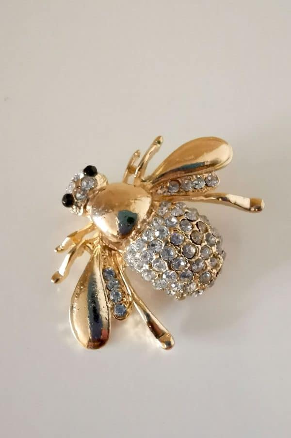 Gold Bee Brooch with Jewelled Body - Gift Boxed - Bee and Humble