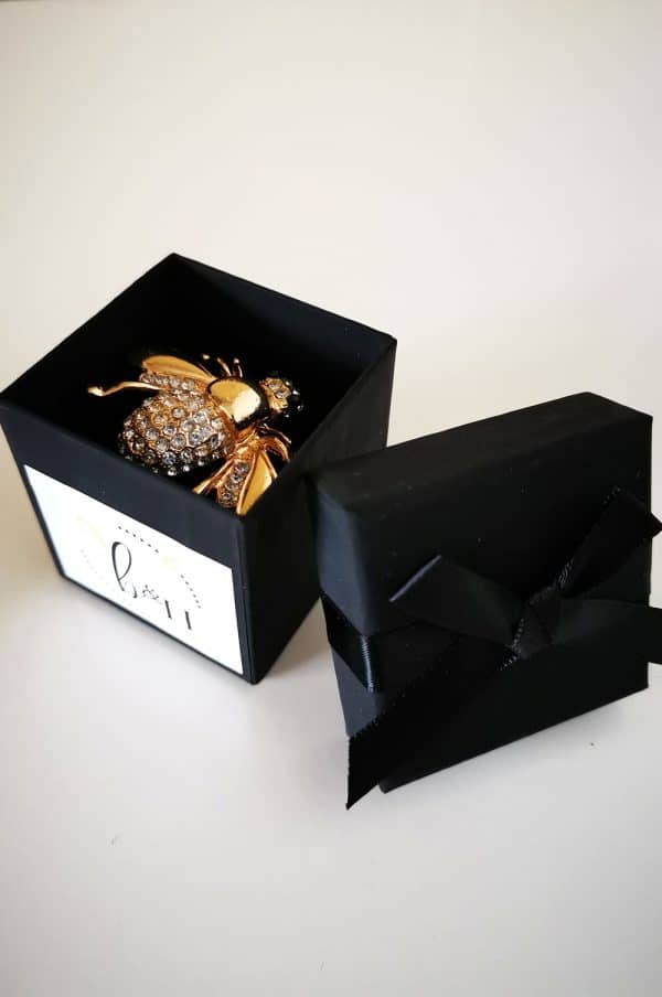 Gold Bee Brooch with Jewelled Body - Gift Boxed - Image 2