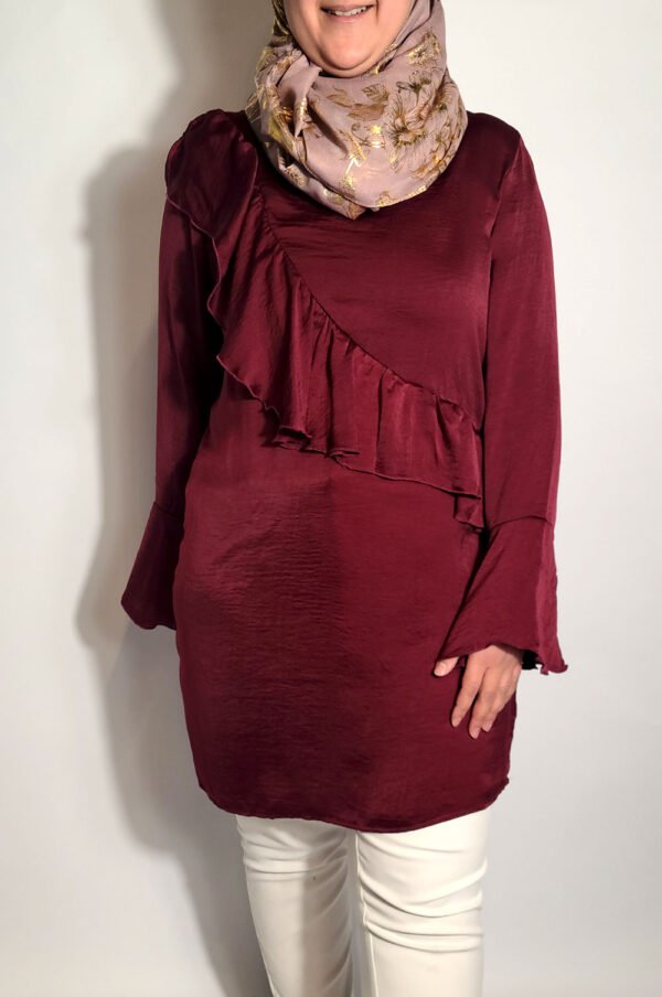 bee&Humble | Burgundy Tunic with Frill Detail - Image 3