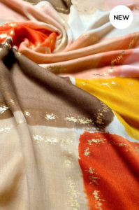 Elegant Block Coloured Hijab with Gold Foil Detailing - Camel and Rust