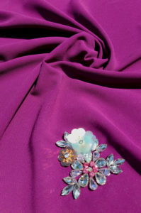 Embellished Floral Motif Chiffon Hijab - Magenta