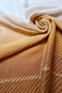 Opulent Ombre Pleated Hijab with Gold Detailing - Gold